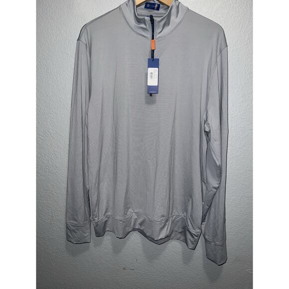Stitch Scout 1/4 Zip Pullover Golf Jacket Men's L Gray NWT Logo Striped - Picture 1 of 10